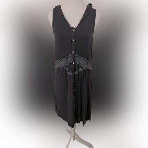 POL steel blue button down dress